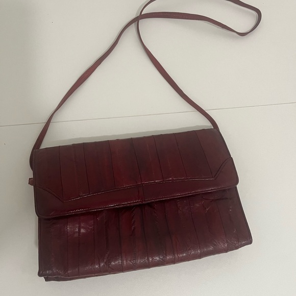 Vintage Burgundy Leather Shoulder Bag - Picture 1 of 11